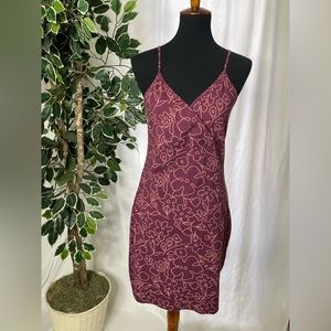 Purple mini dress with light pink floral design